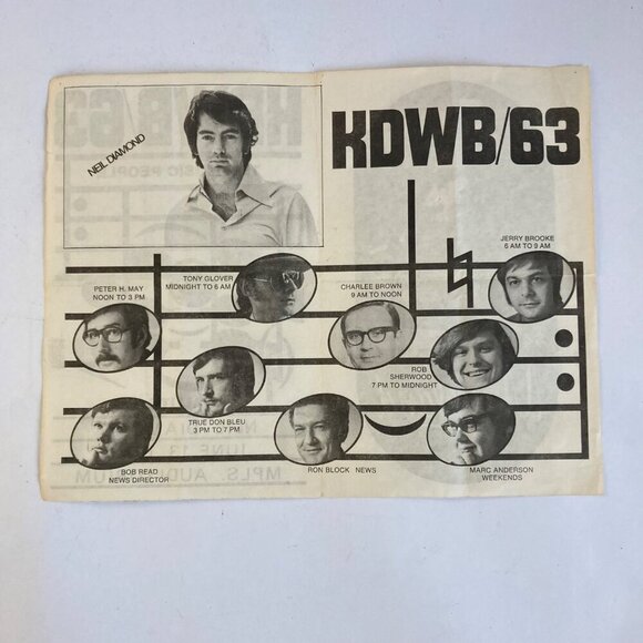 Vintage 1970 Salute Neil Diamond Concert Program Flyer Mpls Auditorium KDWB/63 - Picture 1 of 8